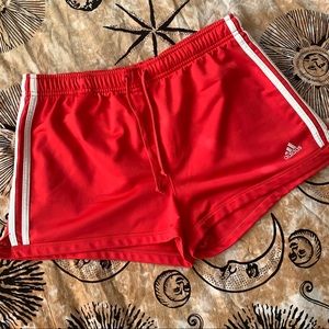 Red Classic Stripe Adidas Shorts Size Large